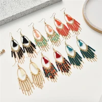 boho vintage ethnic dangle drop long earrings hanging beads metal tassels female fashion indian jewelry ornaments ear
