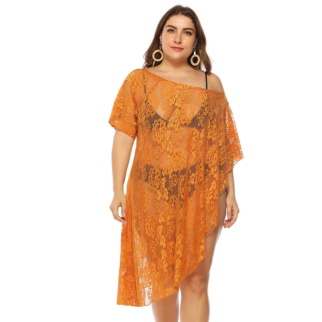 Женское пляжное платье большого размера плюс с открытыми плечами Пляжное Платье