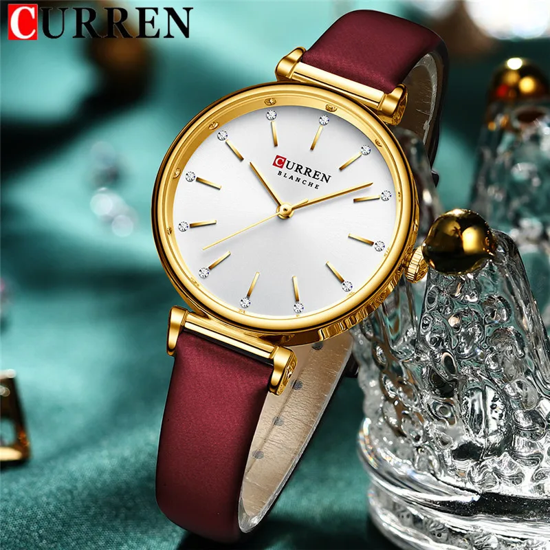 

CURREN 9081 Women Watch Top Brand Luxury Female Waterproof Clock Genuine Leather Bracelet Fashion Simple Ladies Wristwatch Gift