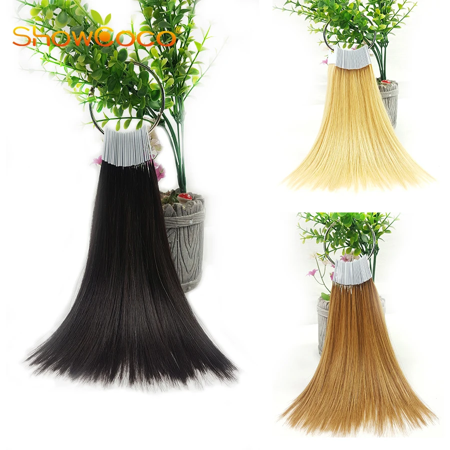 ShowCoco человеческие волосы для наращивания, цветные кольца, волосы remy, цвет диаграммы для салонных волос, образцы
