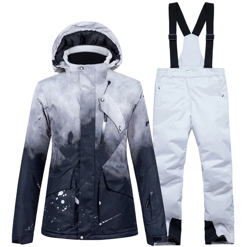 Men Women Ski Suits Winter Skiing Suit Sets Snowboarding Clothes Waterproof Windproof  Ski Jacket And Strap Snow Pant Size XXXL