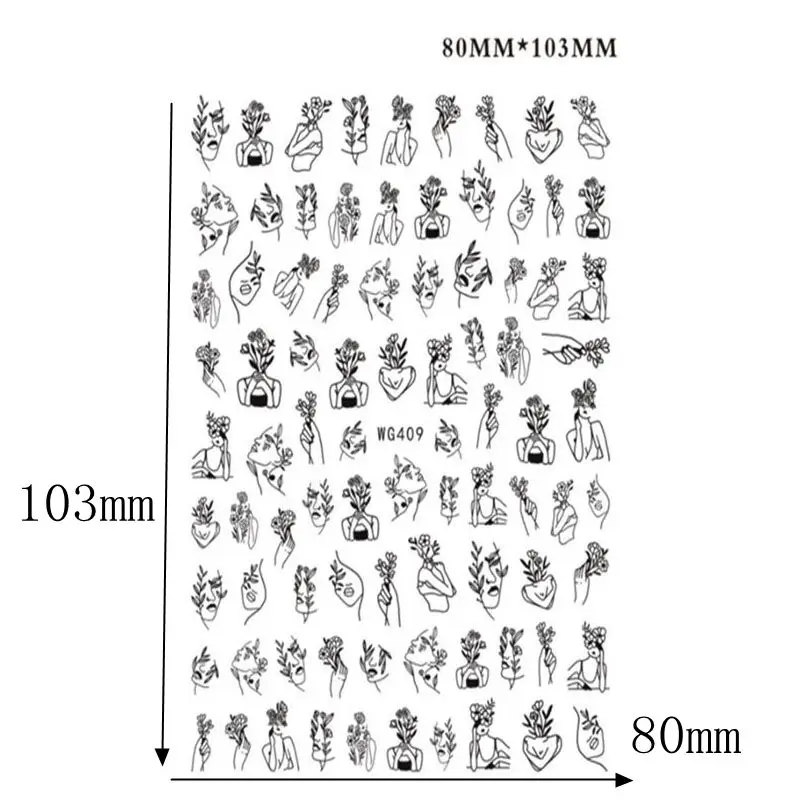 

Self Adhesive Transfer Nail Stickers 3D Nail Art Stickers Abstract Lines Leaves Flowers Nail Art Decoration Manicure Materials