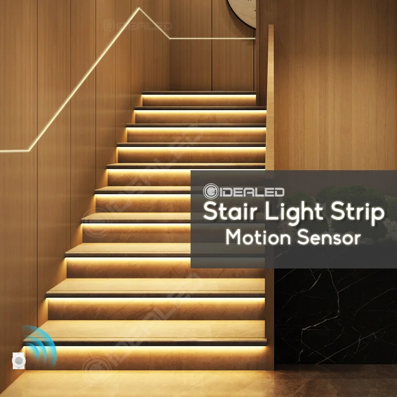 Motion Sensor Stair LED Light Strip Dimming Light Wireless Indoor Motion 24V Flexible COB LED Strip Staircase Decorative Lamp