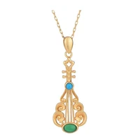 ancient craftsmanship court style pipa imitation chalcedony pendant necklace for women