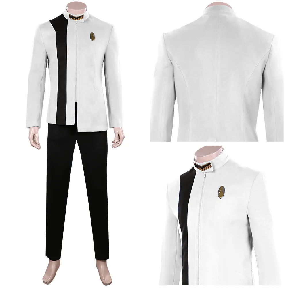 

Discovery S4 Cosplay Costume White Men Uniform Outfits Halloween Carnival Suit