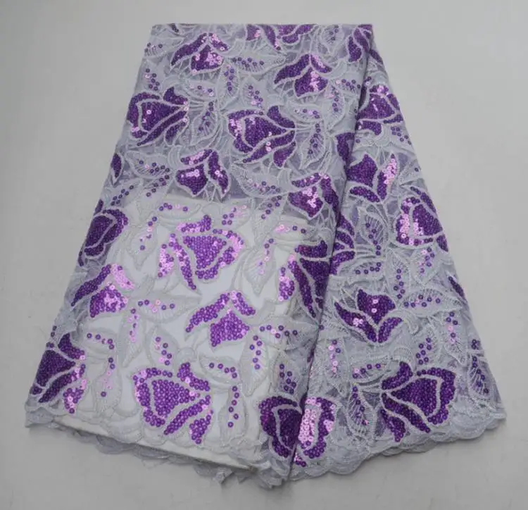 

2020 High Quality Net French Net Lace Fabric With Sequins AG3974