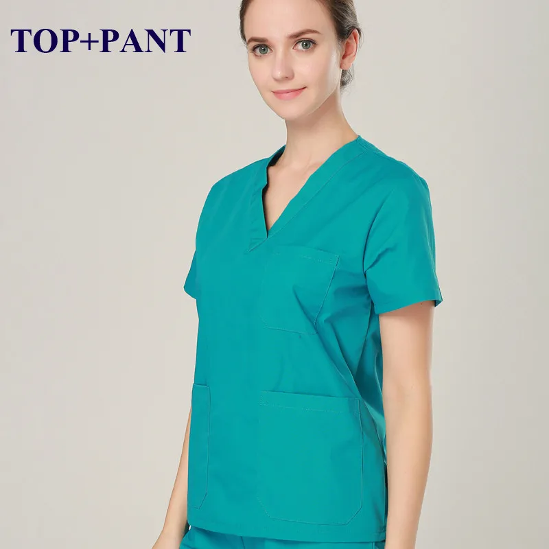 Teal PolyCotton 1 Распродажа униформа медсестры рабочая одежда для больниц доктор скраб набор для женщин и мужчин классический v-образный вырез дешевая медицинская Униформа Костюмы - Цвет: Teal PolyCotton 1