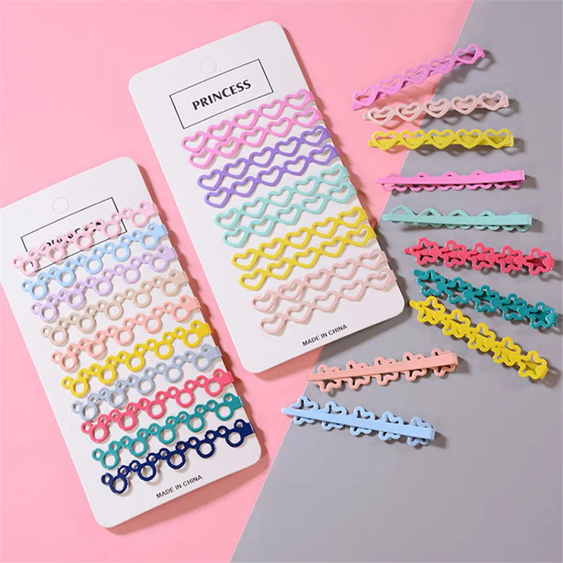 10 шт./компл. заколки для девочек с сердечками сплошной цвет боковая заколка