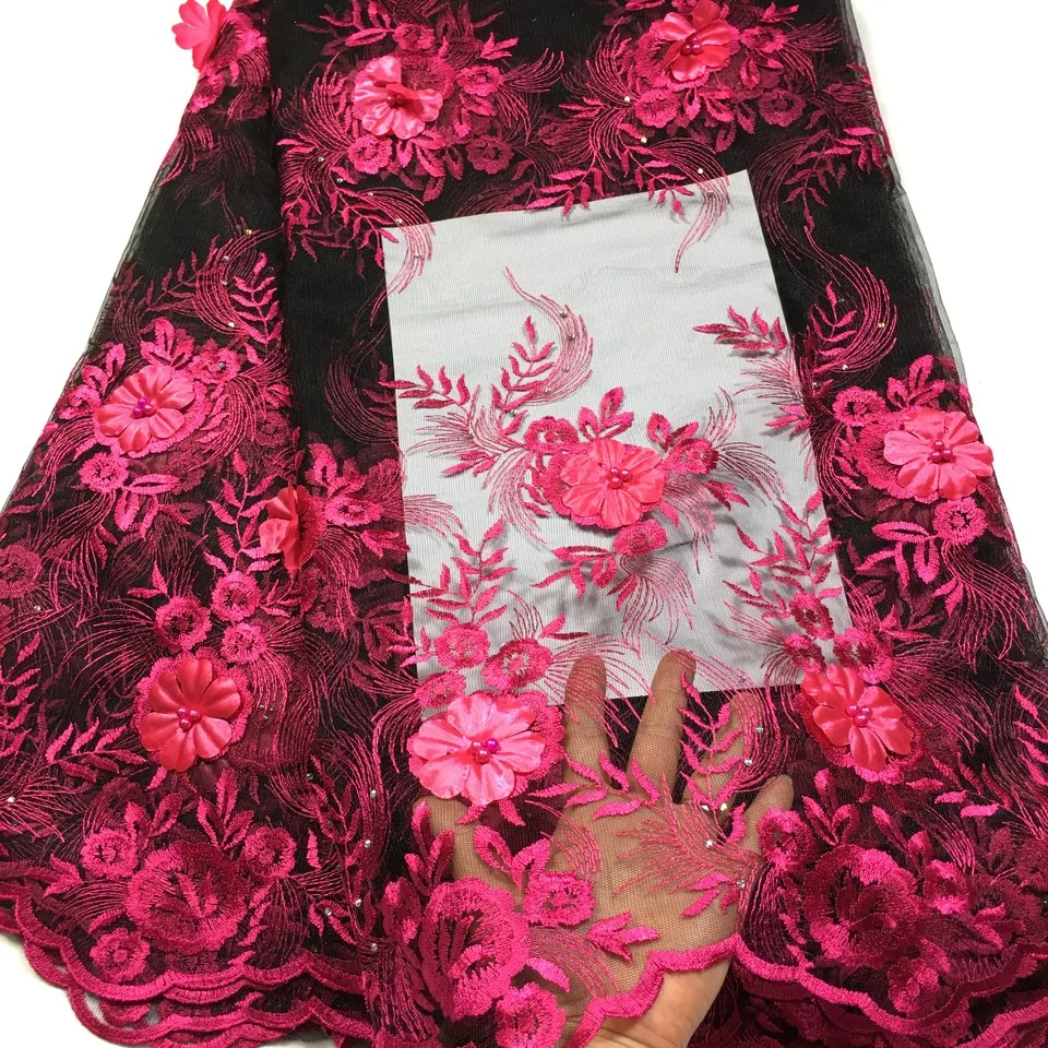 Вышивка французский чистая кружевная ткань высокого качества 3D ручной работы