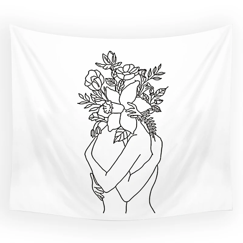 

Creative Line Draw Tapestry Wall Hanging BohoDecor Hippie Kiss PsychedelicWall Tapestry Abstract Home Customizable Hanging Cloth