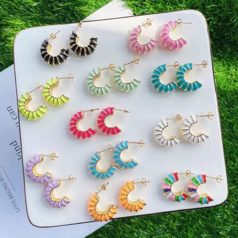 10pair/lot Fashion lovely earring colorful cute shape enamel stud new design women's love cheap wholesale |