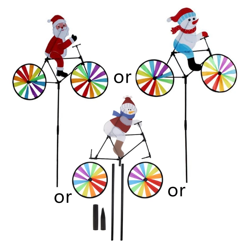 

3D Large Snowman Santa Claus On Bike Windmill Wind Spinner Whirligig Yard Garden Decor Christmas Gift GXMB