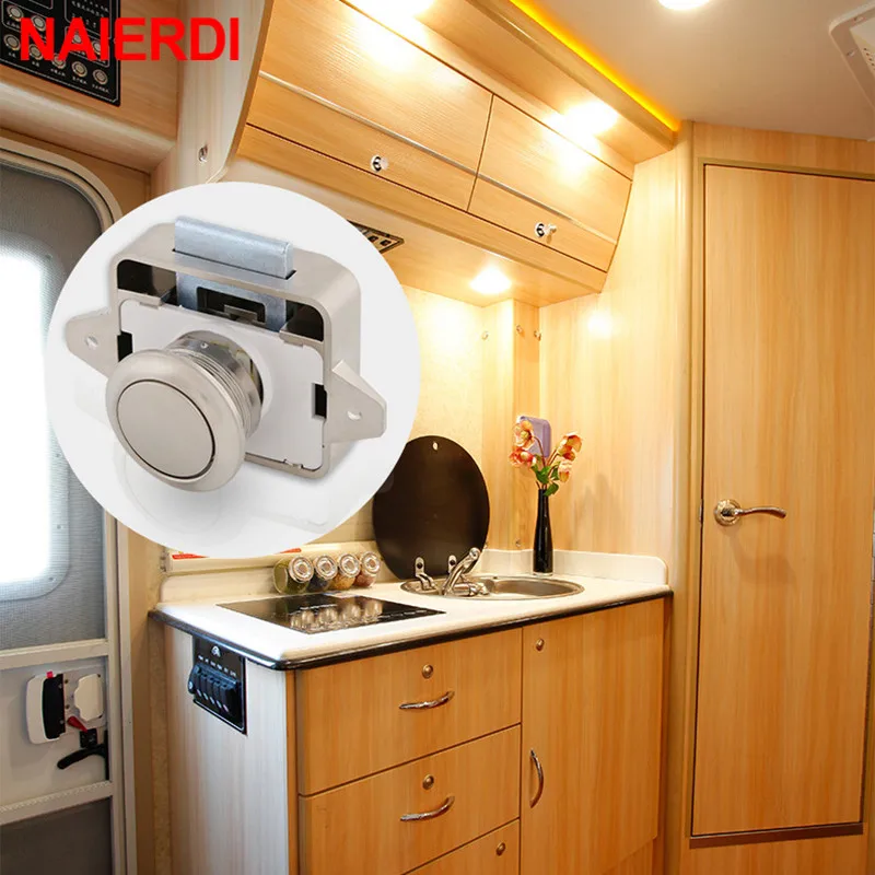 NAIERDI 10PCS Camper Car Push Lock Diameter RV Caravan Boat Motor Home Cabinet Drawer Latch Button Locks Furniture Hardware |