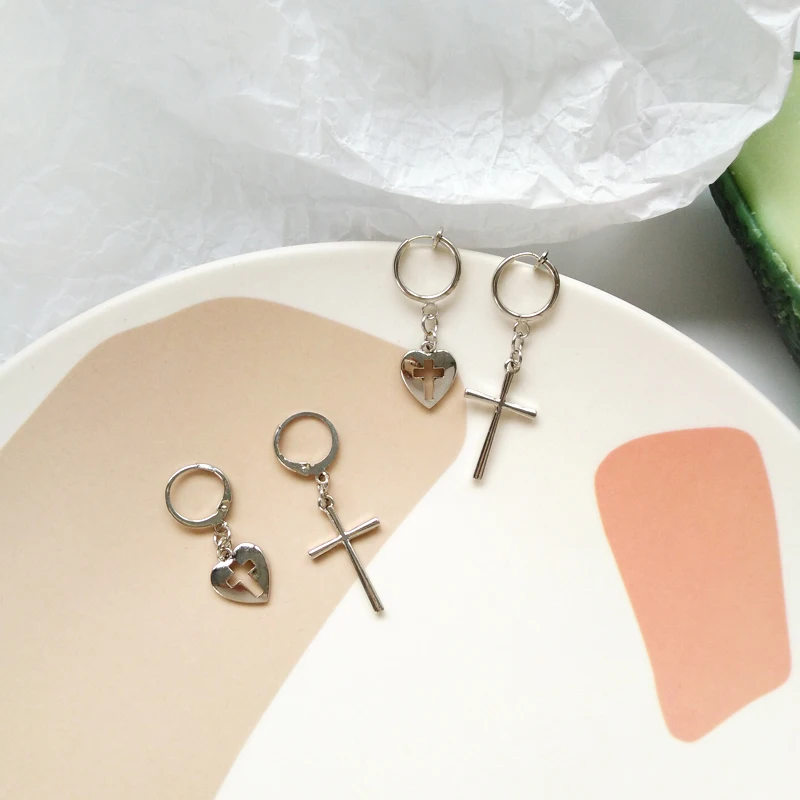 2019 новый круглый серебряного цвета кресты простые Подвесные серьги корейская