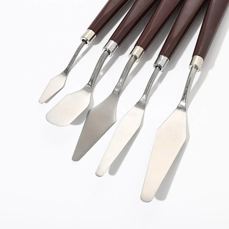 

5 pieces/set Stainless steel oil painting knife Art crafts Spatula and palette knife Set oil painting mixing knife Scraper Art