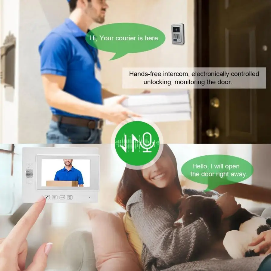 Zhudele 7inches Video Camera Door Phone Intercom System ID Card Doorbell 100-240V 8 polyphonic ringtones Waterproof Doorb | Безопасность