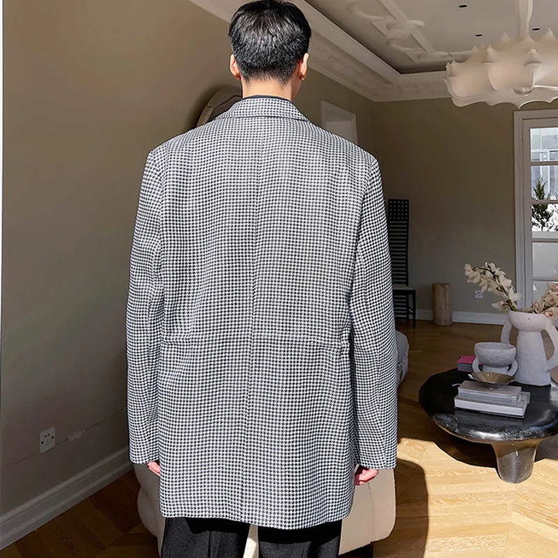 

IEFB Autumn Contrast Color Patchwork Men's Blazer Fashion Personal Casual Big Size Suit Jacket Long Sleeve Notched Collar Coat