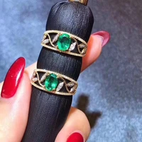 new natural emerald 4mm6mm ring 925 silver ladies ring exquisite simple stylish and cute 2021 hot sale