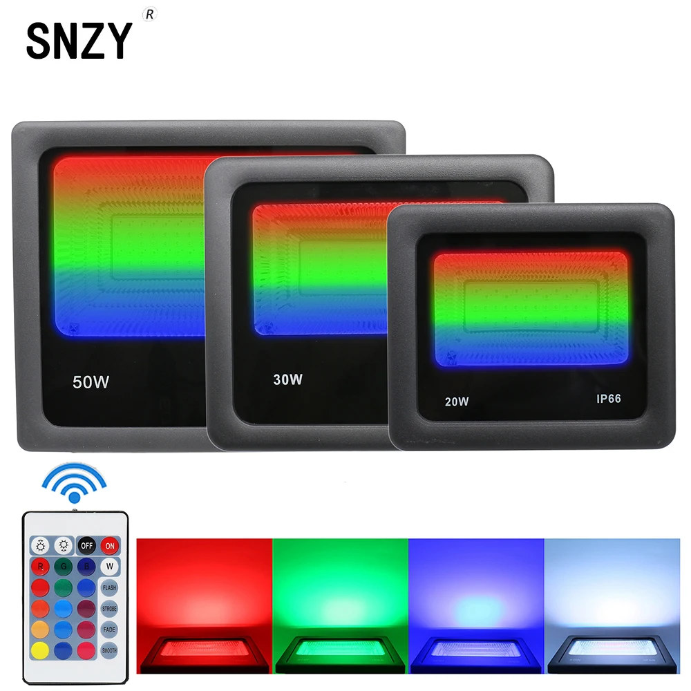 

SNZY RGB Светодиодный прожектор 10 Вт 20 Вт 30 Вт 50 Вт наружная настенная шайба лампа 110 В 220 В IP66 Водонепроницаемая уличная лампа ландшафтное освещ...