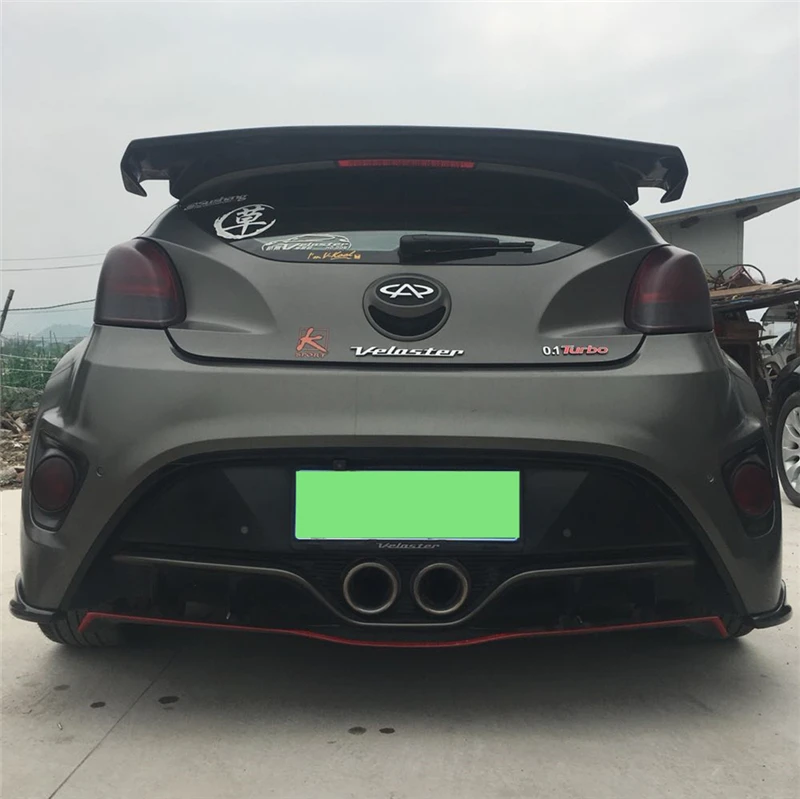 Использовать для Hyundai Veloster задний бампер губы 2012 13 14 15 16 лет глянцевый углеродного волокна спойлер заднего крыла тела комплект аксессуаров