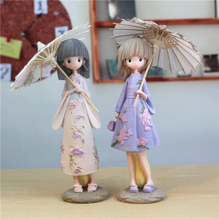 Красивая девушка из смолы в японском стиле кукла для домашнего декора или