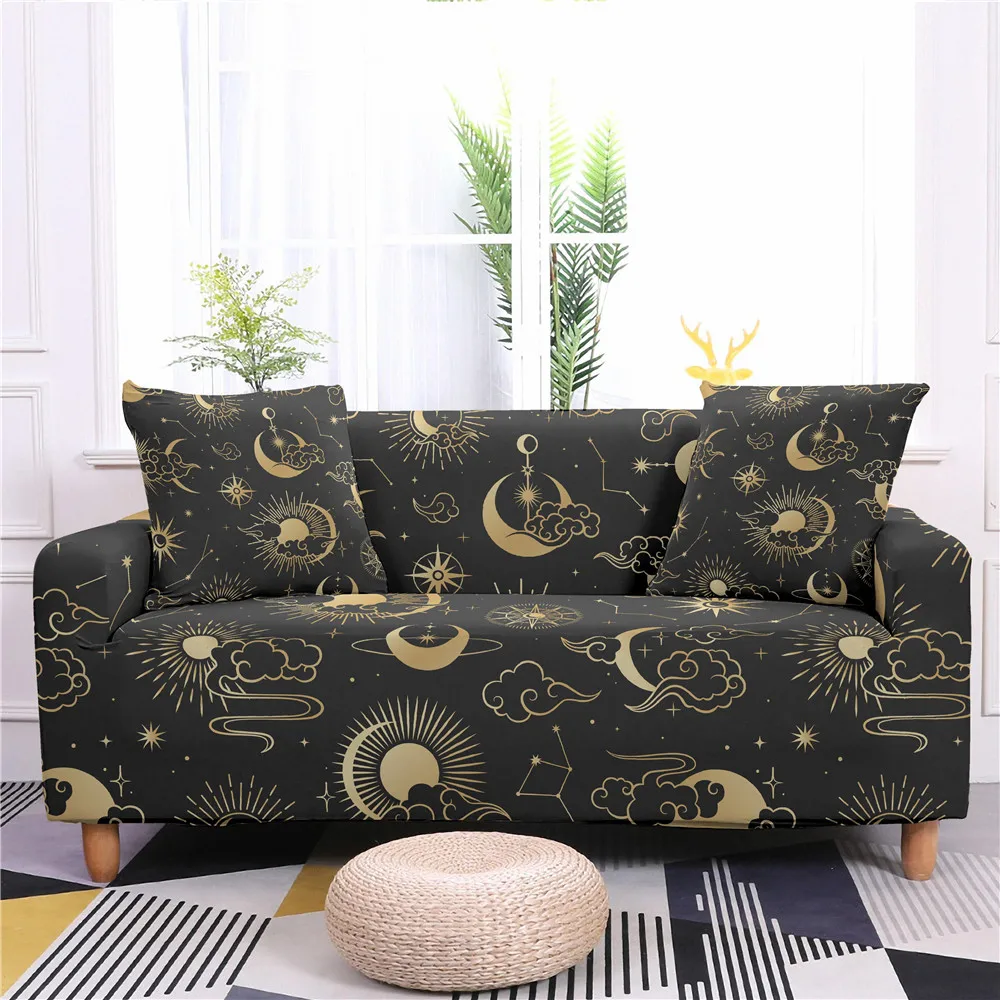 

1/2/3/4-Seater Sofa Slipcovers Stars And Moon Modern Stretch Sofa Cover Protector Washable Furniture Protective Cover
