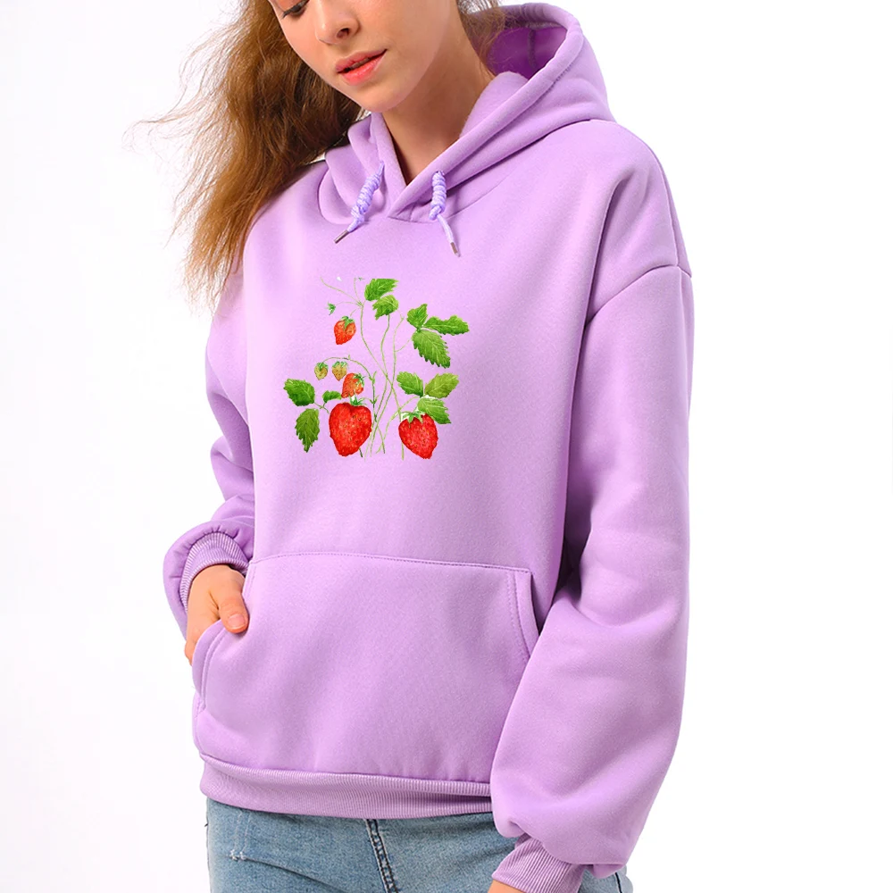 Strawberry Hoodies Women Harajuku Kawaii Sweatshirts Kpop Femmes Sweetshirts Streetwear Autumn Winter Plus Size Woman Clothing