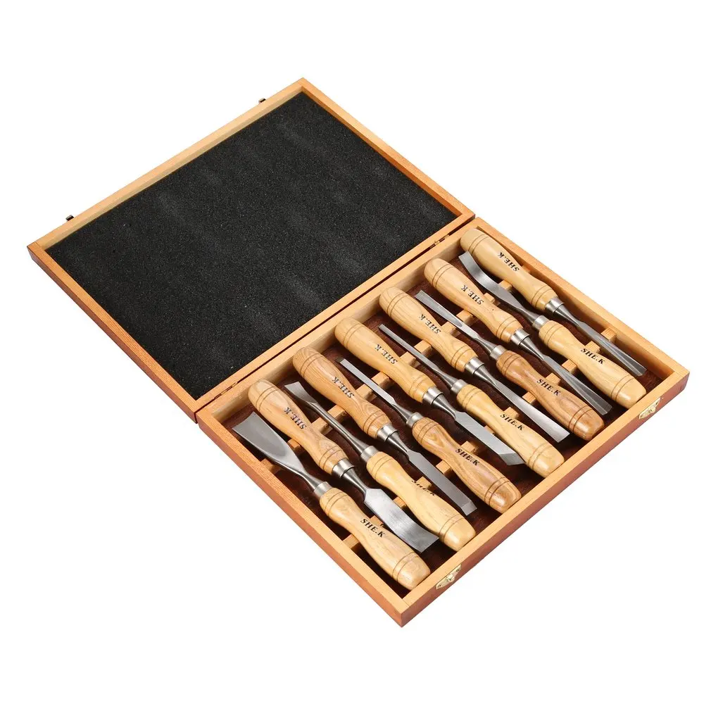12PCS Wood Carving Chisel Set Sharp Woodworking Hand Knife Tools Gouges Steel DIY Woodcut Working Professional |