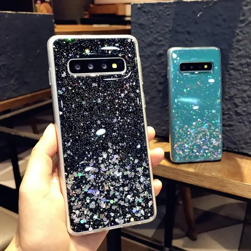 Мягкий силиконовый Блестящий блестящий чехол с блестками для samsung Galaxy S10 S8 S9 Plus S10E