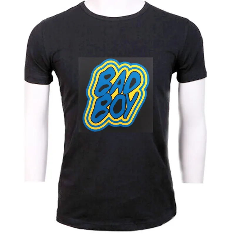 Мужская Светодиодный футболка 100% хлопок светильник с логотипом el панель