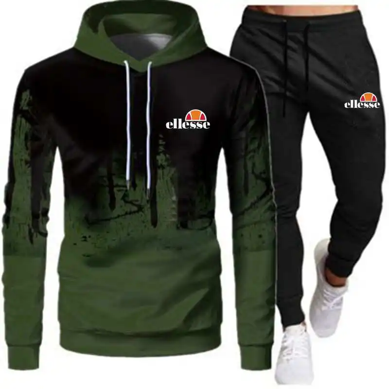 

2021 Autumn And Winter Fashion Men's Hooded Sweater Suit Track And Field Uniform Sweater + Casual Sports Pants Jogging Fitness