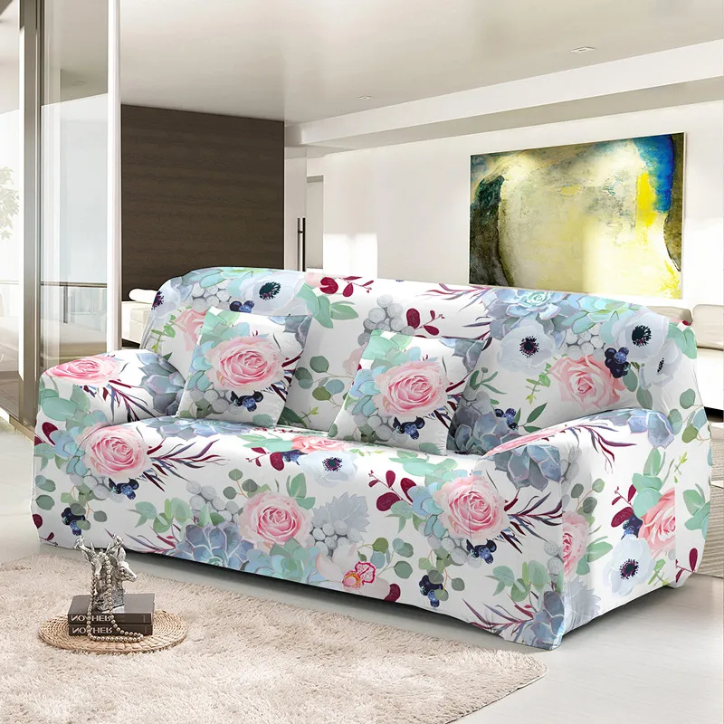 Beautiful Flowers Sofa Cover Elastic Non-Slip Universal Slipcover For All Seasons 1/2/3/4 Seater All-cover Couch Covers | Дом и сад