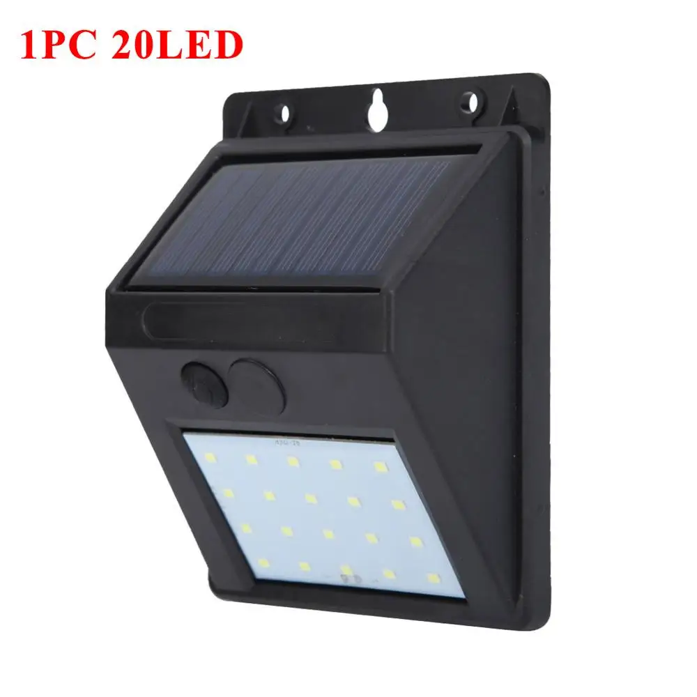 1pcs 20LED Водонепроницаемый светильник s Модернизированный 48 светодиодный солнечный светильник с дистанционным управлением PIR датчик движения IP65 уличный настенный светильник - Испускаемый цвет: 1pcs 20LED