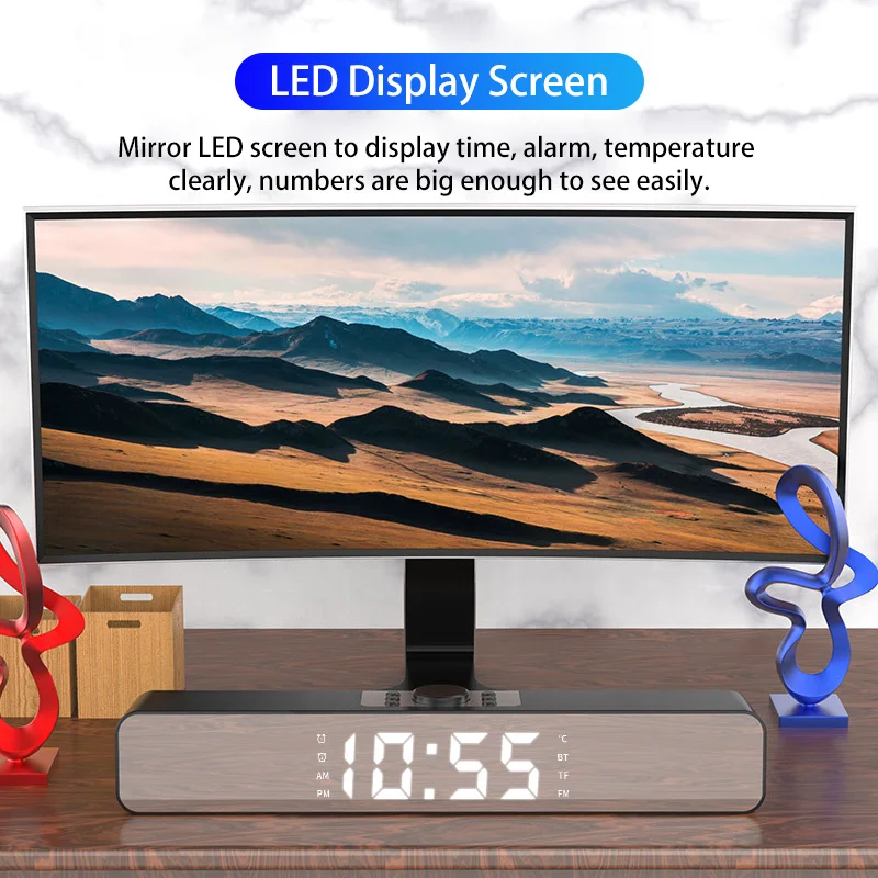 home theater surround sound music Wireless bluetooth speaker player for PC TV computer LED bar alarm clock AUX | Электроника