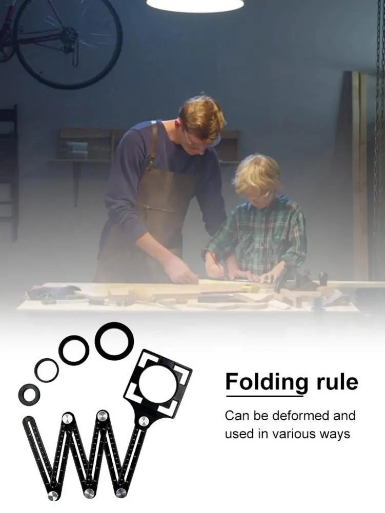 

6-sides Ruler Tile Hole Locator Protractors Multi Angle Measuring Tool Adjustable Floor Glass Woodworking Drilling Puncher