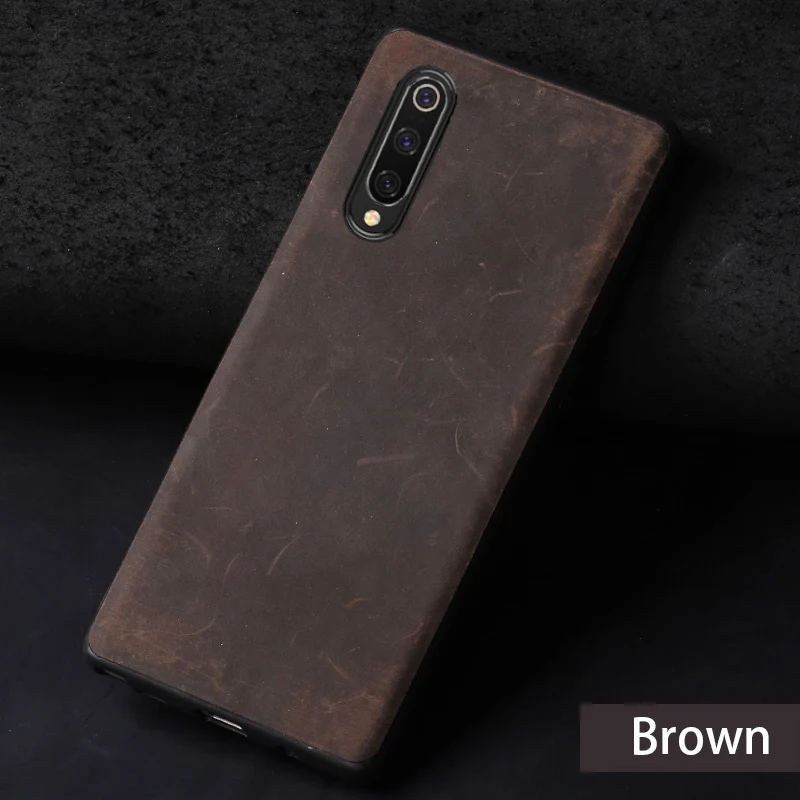 Brown Чехол для Xiaomi mi 8 9 9se 9T A1 A2 A3 Lite из воловьей кожи для Max 3 mi x 2s 3 Red mi 6 7 7a Red mi Note 5 6 7 Pro Crazy Horse - Цвет: Brown