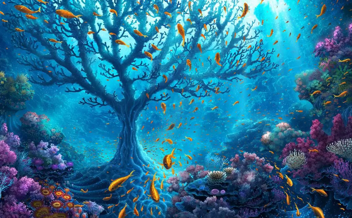 

JMINE Div 5D Ocean Under sea Tree Fish Full Diamond Painting cross stitch kits art High Quality Scenic 3D paint by diamonds