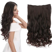 xq long wavy hairstyles synthetic 5 clip in hair extension heat resistant hairpieces brown black