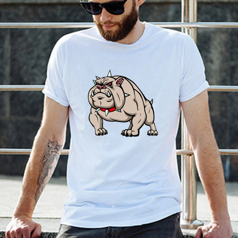 

TriDitya 50470# angry pitbull cartoon t shirt men's tshirt top tee summer Tshirt fashion cool O neck short sleeve shirt