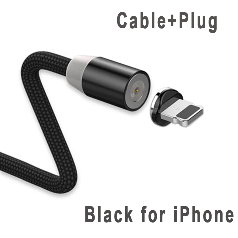 Black for iphone Вы первый Usb-c кабель Micro USB Магнитный кабель type C провод для iPhone металлический штекер светодиодный зарядный кабель 1 м/2 м для Android ios - Цвет: Black for iphone