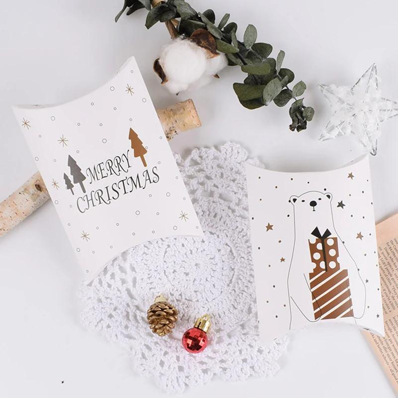 4 шт. Рождественский орнамент олень/медведь бумажная коробка конфет подушка для