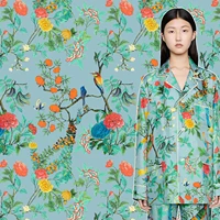 2022 g brand bird digital printing imitation silk stretch satin fabric for dress shirt garment design textile sewing material