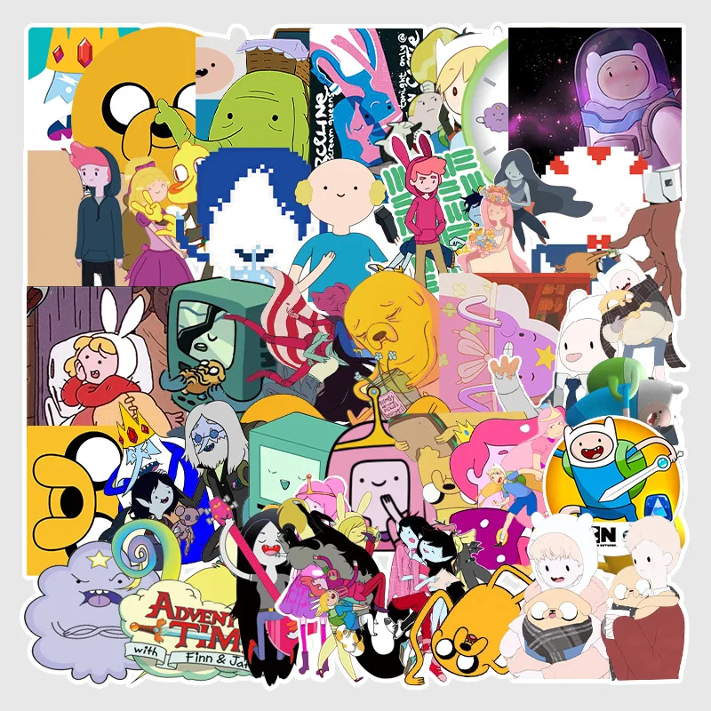 Pegatinas impermeables de dibujos animados para ordenador port&aacute;til, pegatinas de hora de aventura con Finn y Jake, para equipaje, nevera, 10/30/50 Uds.-2