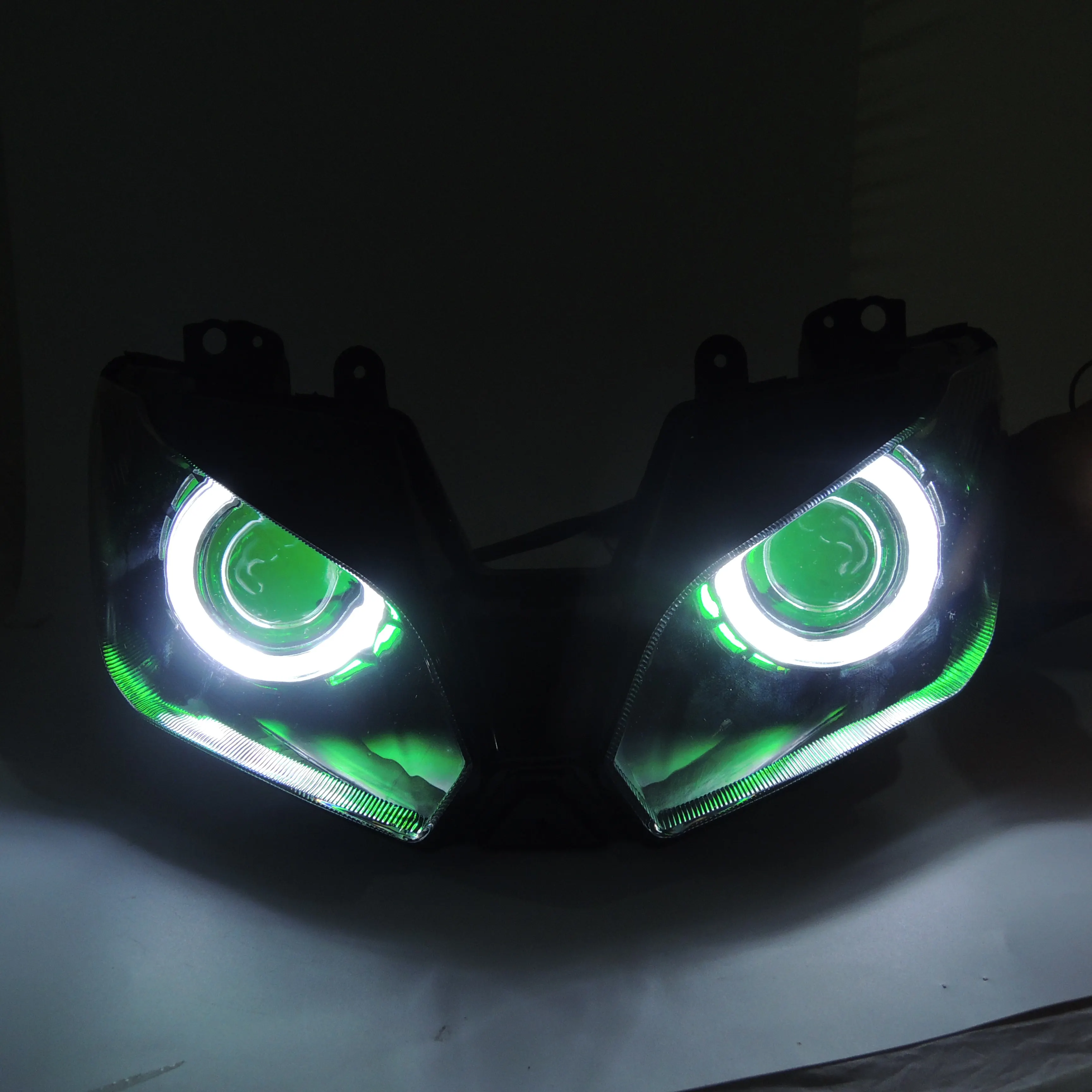KEMiMOTO Ангел глаз HID проектор мотоцикл фара в сборе для Kawasaki Ninja 300 ZX-6R 2013- Ninja250 Ninja300 ZX6R