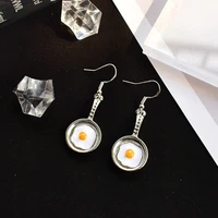 btwgl fried egg earrings food earrings frying pan earrings cute earrings kawaii gift idea