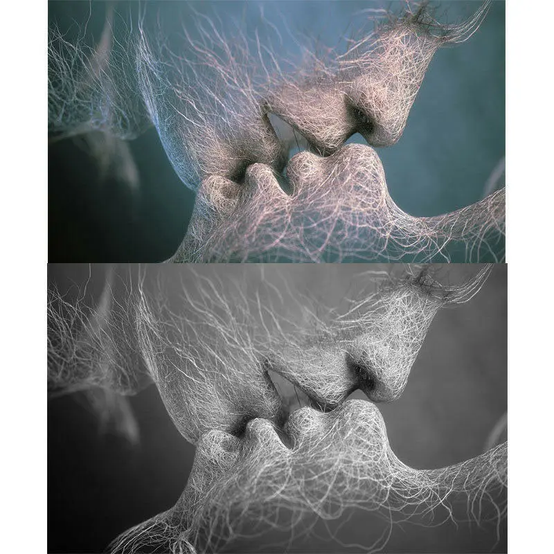 Креативная черно-белая поцелуй любви абстрактное искусство на холсте масляная