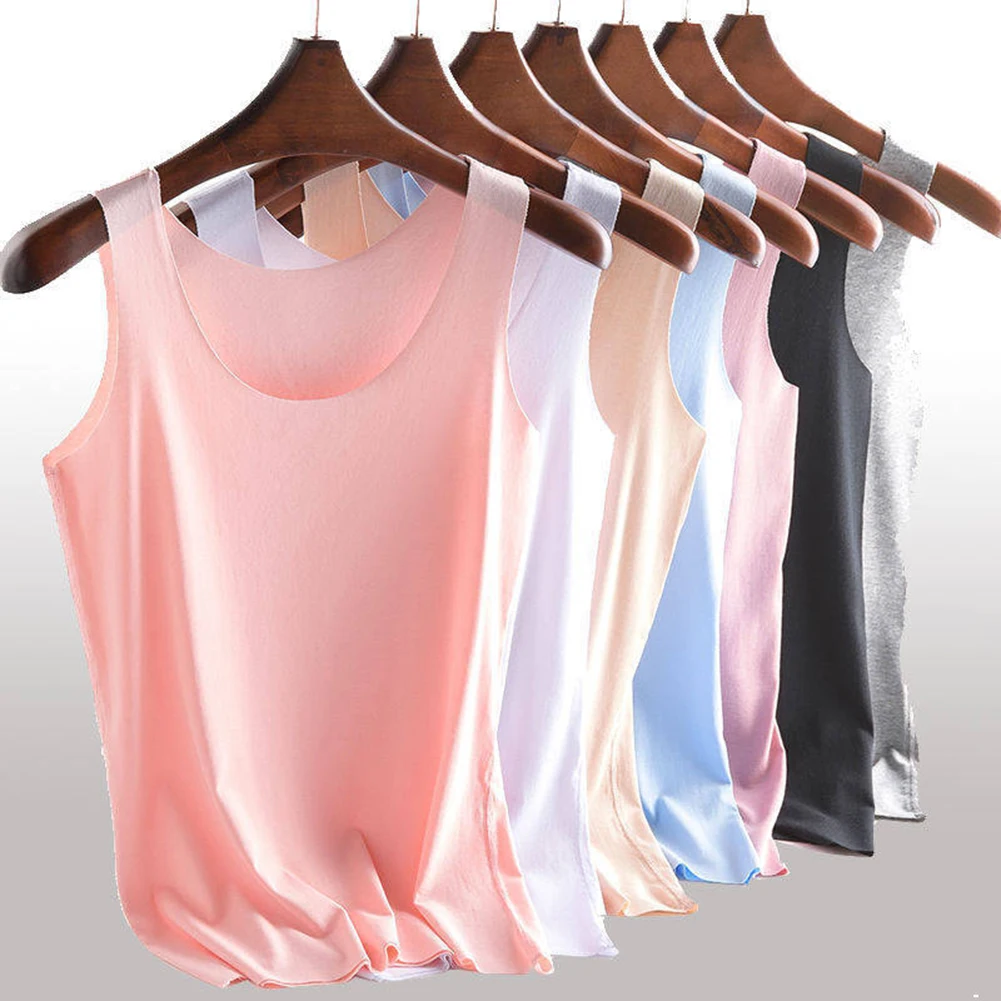 

Base Solid Color Seamless Women Tank Tops Soft Modal Vest Sleeveless T Shirt Female White Tanks Plus Size Tops Women 2020 New