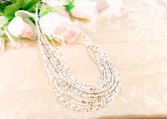 Винтажное богемное многослойное ожерелье из бисера ручной работы, большое массивное ожерелье-цепочка из бисера, Трендовое Макси простое стильное этническое ювелирное изделие