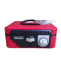 25cm18cm9cm double insurance red password safes metal portable jewelry cashier box piggy bank