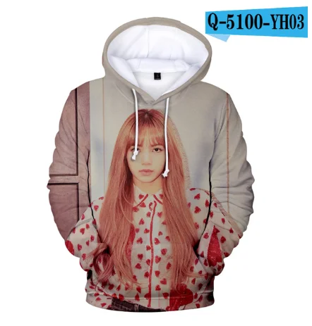 Фиолетовый Корейская толстовка Kpop, черно-розовая толстовка с капюшоном, Женская толстовка в стиле хип-хоп, 3D принт, черный, розовый, с капюшоном, повседневные, черно-розовые пуловеры, одежда - Цвет: Фиолетовый